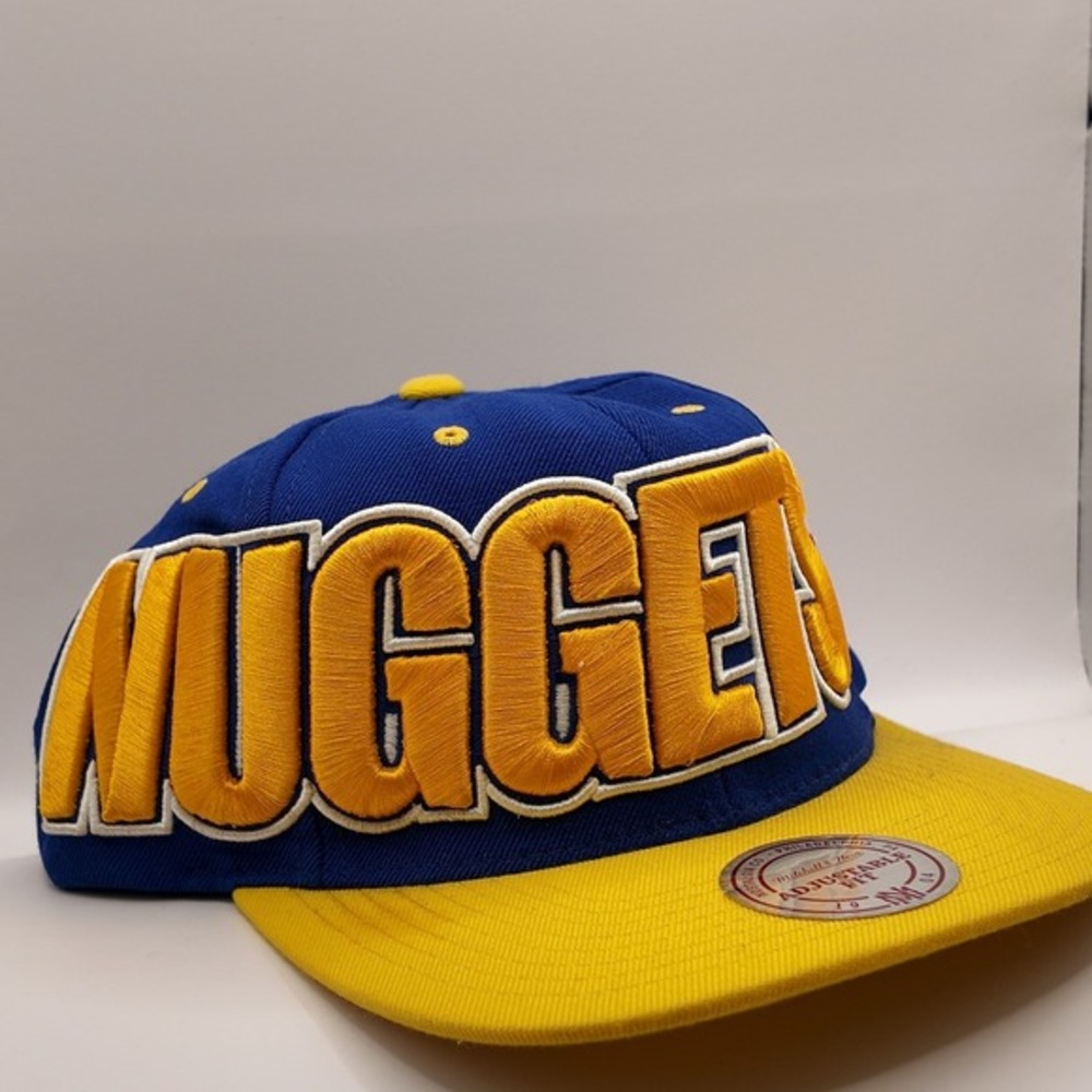 VTG 80/90s 3D SPELLOUT Mitchell & Ness‎ Denver Nuggets NBA Hat Cap EMBROIDERED